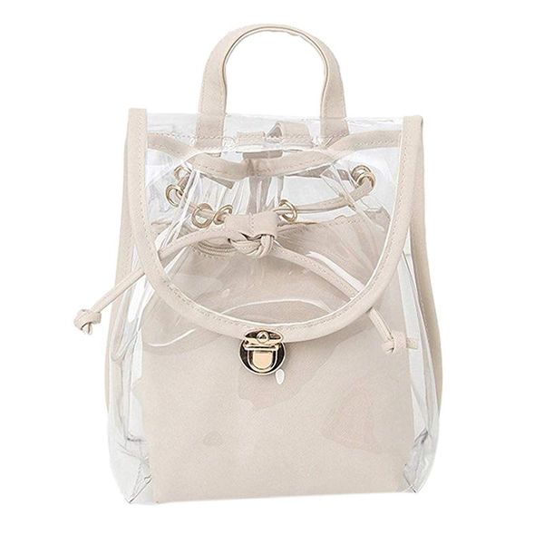 

outdoor bags women's 2 in 1 clear fashion backpack transparent travel beach shoulder handbag purse(white)