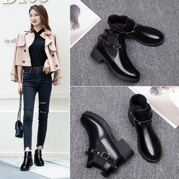 

boots snow classic heels suede women winter warm fur plush insole ankle shoes lace-up 635, Black