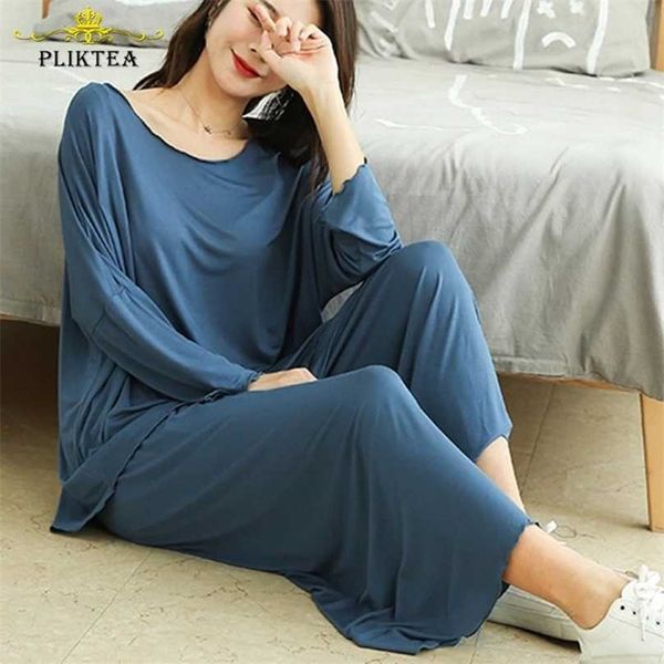 

100kg 3xl plus size women's modal homewear summer female pajamas ladies atoff home 2pieces set sleepwear for women 211106, Black;red