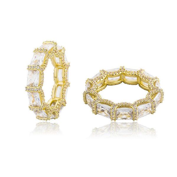 

mens diamond rings iced out zircon gold silver plated luxury ring hip hop jewelry square micro paved ring for women gift