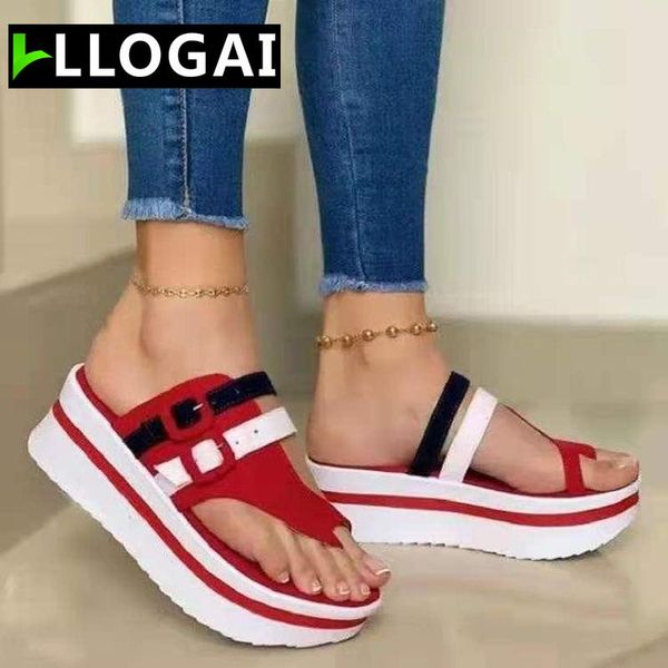 

heels woman slippers platform wedges shoes ladies 2021 summer women slides mujer buckle flip flops chinelos femininos, Black