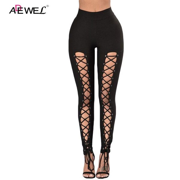 

women's leggings pants women high waist black grommet lace up front femme skinny legginsy pantalons de fitness calzas mujer legins ropa