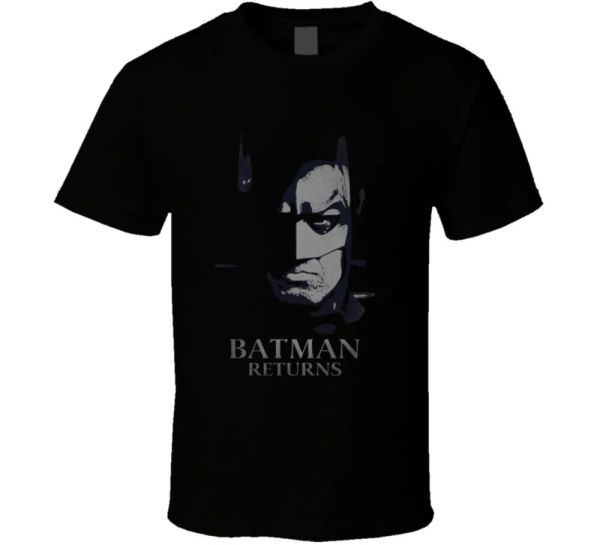 

batman returns michael keaton retro movie fan t shirt, White;black