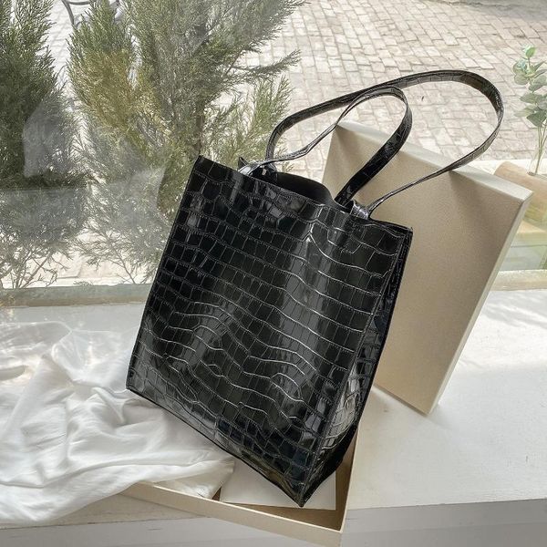 

evening bags trendy stone pattern shoulder bag for women pu leather totes large capacity handle travel shopping pouch hand hobo bolsa