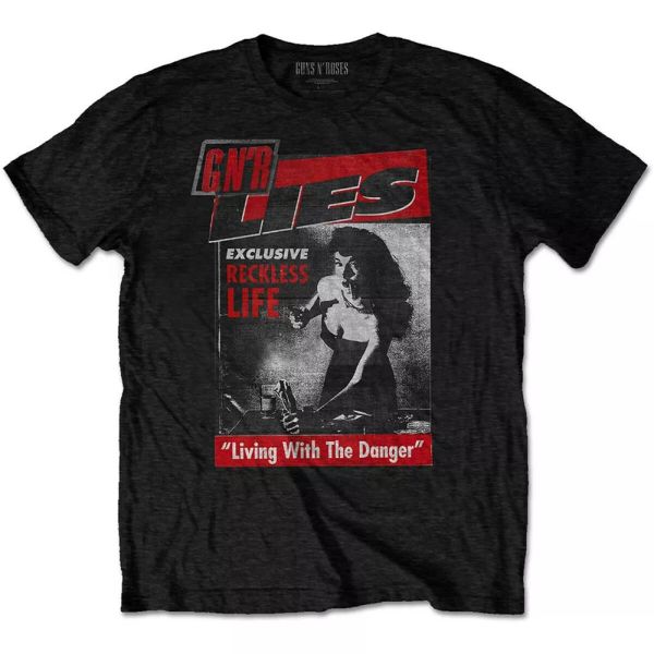 

guns n 'roses lies reckless life licensed men t-shirt, White;black