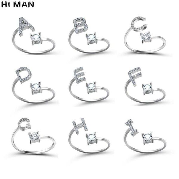 Hallo Mann Neue Design Mode Pav Cz Einstellbare 26 Initial Buchstaben Ring für Frauen Einfache Elegante Schmuck Freundschaft Geschenk Großhandel