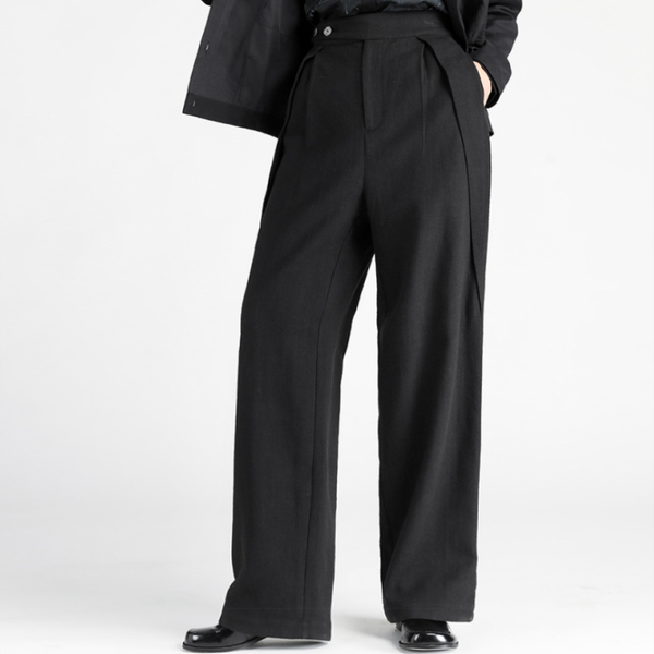 

women's pants & capris loose wide leg high waist lengthened floor mops black linen design feeling tall super long version fashion brand, Black;white