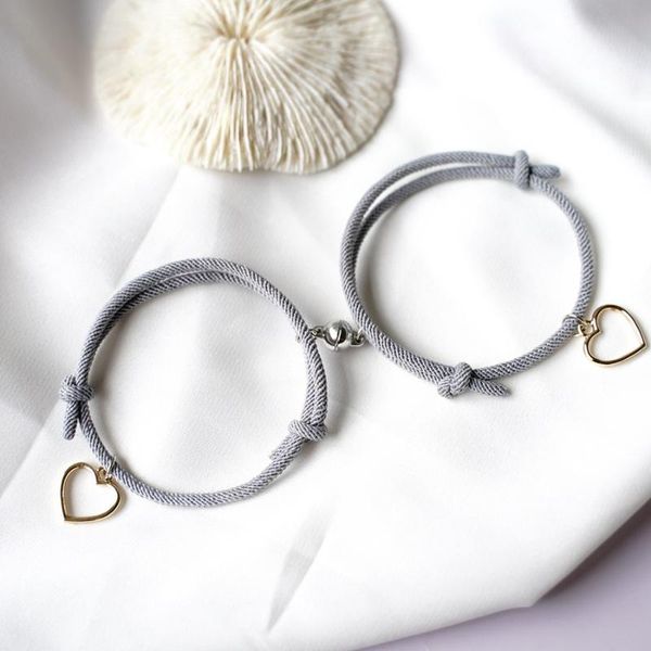 

charm bracelets couple bracelet 2pcs magnet attract each other creative personality men and women girl jewelry lover gift, Golden;silver