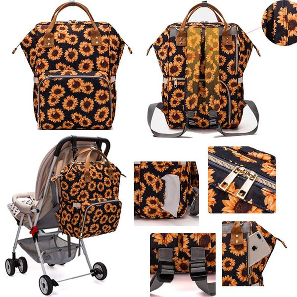 

baby diaper backpack tote cactus sunflower print changing nappy mummy bag maternity large capacity stroller bags