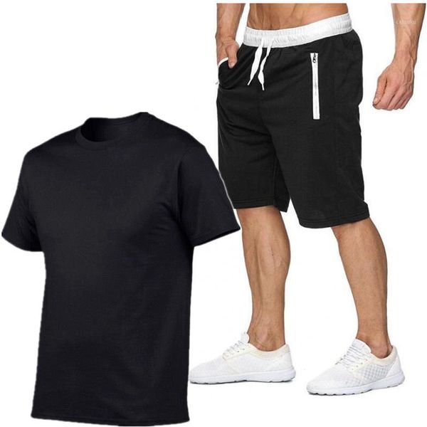 Abbigliamento sportivo da uomo, tuta fitness, maglietta a maniche corte, pantaloncini ad asciugatura rapida, set da 2 pezzi, tute della collezione 2021