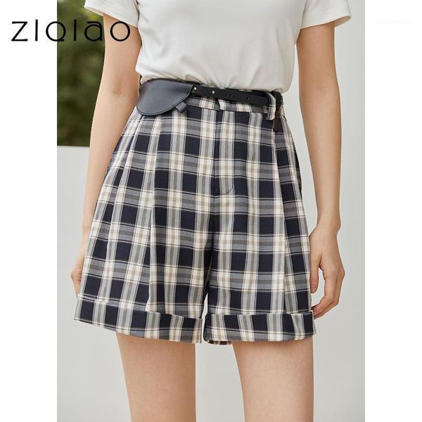 

women's shorts ziqiao women black white plaid casual, White;black