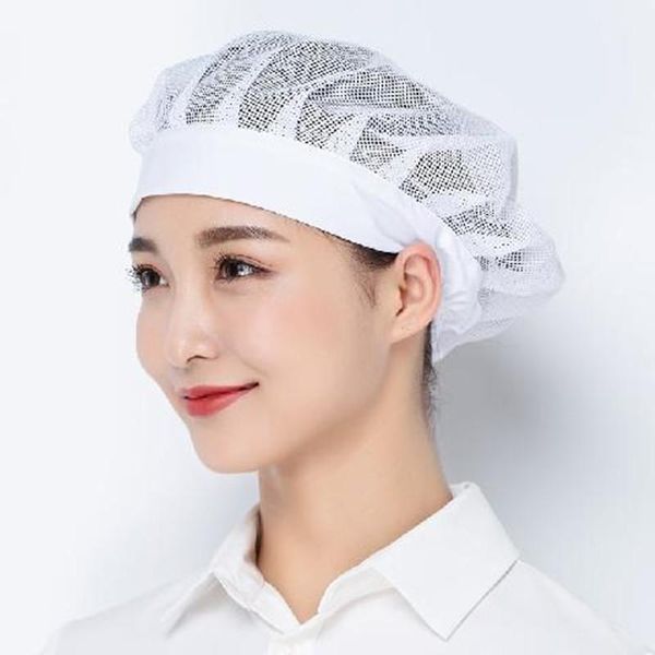 

beanie/skull caps the chef's cap women kitchen working mesh food beverage sanitary canteen factory workshop clover hat c269, Blue;gray