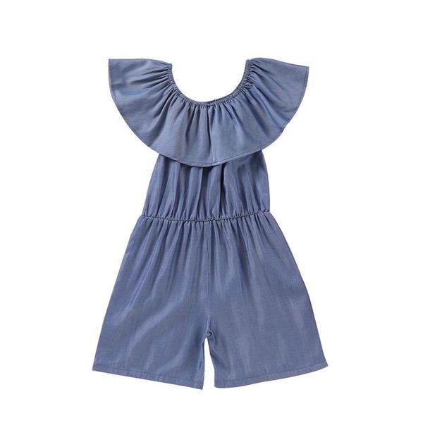 

jumpsuits baby romper, kids solid color boat neck sleeve jumpsuit playsuits for summer, Blue