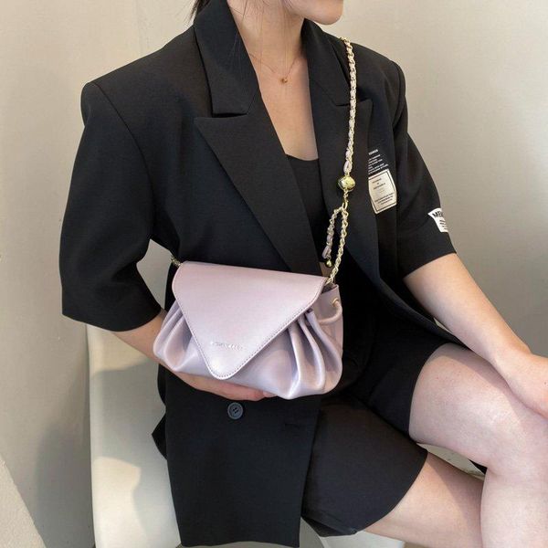 

women's premium texture luxury temperament shoulder bag 2021 fashion designer solid color chain messenger purses bags