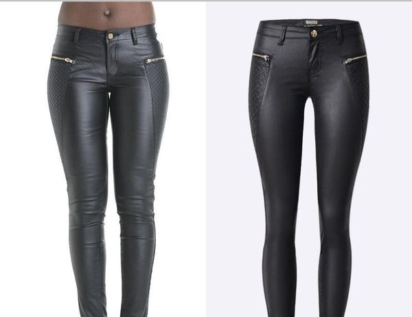 

women's leggings black low-waist coating denim womans pants faux leather