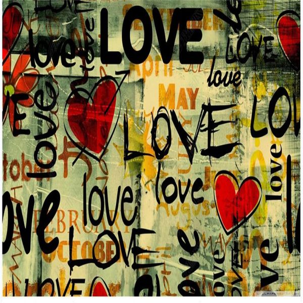 

hand drawn love letters modern wallpaper for living room 3d stereoscopic wallpaper