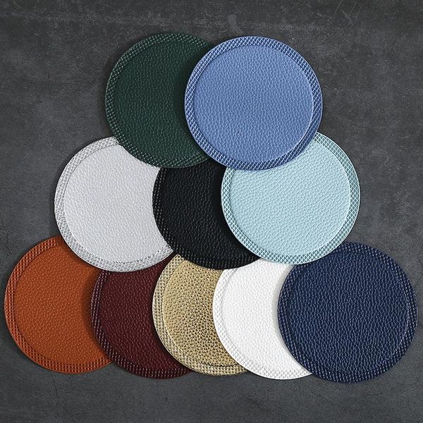 

table runner round leather solid pad mats home decorative stain resistant anti-slip el restaurant bar cup coffee placemats
