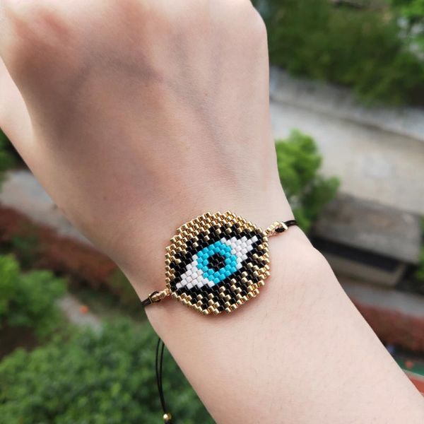 

charm bracelets fairywoo vintage eye miyuki jewelry handmade gifts for women drawstring rope bracelet fashion dresses dangle charms, Golden;silver