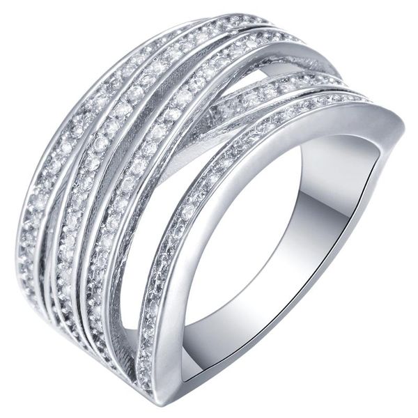 

wedding rings silver plated cross fashion white gold-color zircon engagement weddding bijoux finger fine jewelry, Slivery;golden
