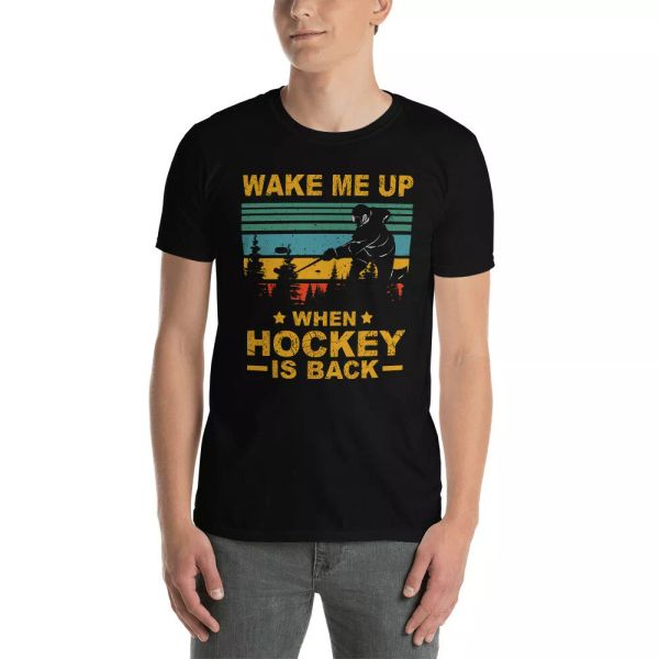 

vintage square wake me up when hockey is back funny hockey t-shirt, White;black