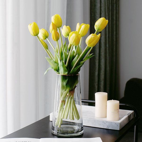 

decorative flowers & wreaths tulip artificial flower real touch bouquet fake wedding decoration home garden office rose