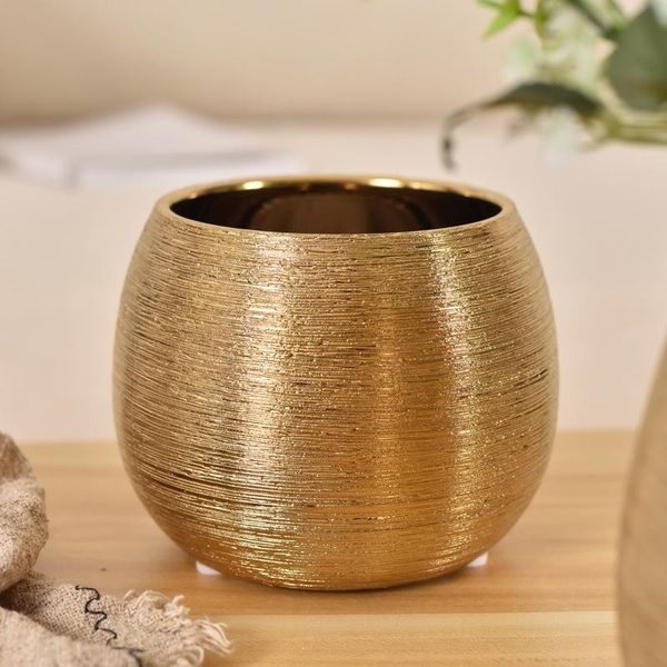 

vases ak40 round succulent pot flowerpot decor ceramic plant flower vase gold-plated brushed fleshy