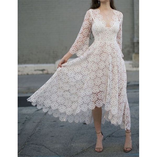 

summer women long party dress white lace tunic beach 210513, Black;gray