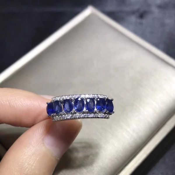 

cluster rings natural sapphire ring, 925 sterling silver, exquisite style, beautiful stone, women wear jewelry, Golden;silver