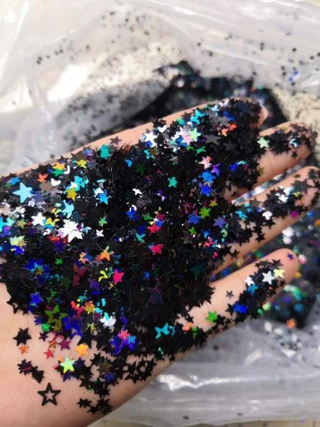 

1kg/bag holographic silver 5 point star glitter hollow mix for face body and nail art loose supplier1, Silver;gold
