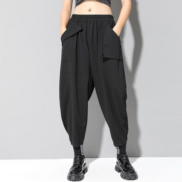 

women's pants & capris 2021 autumn winter women casual harem elastic waist female loose pant pockets fashion trousers streetwear wp114, Black;white