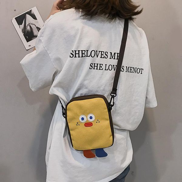 

small bag women korean casual student shoulder simple canvas messenger mobile phone bags