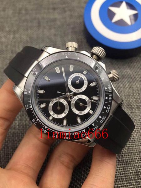 

designer watche cosmograph movement watches luxury watch master, watch, silver case, rubber strap, black dial, folding buckle, Slivery;brown