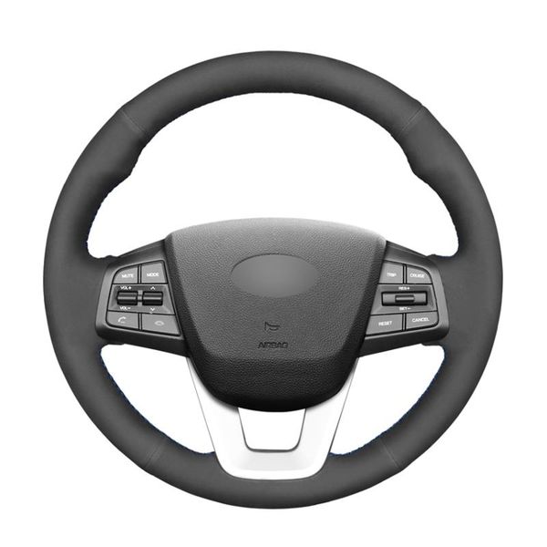 

steering wheel covers hand-stitched diy black suede car cover braid for ix25 2014 2021-2021 creta 2021