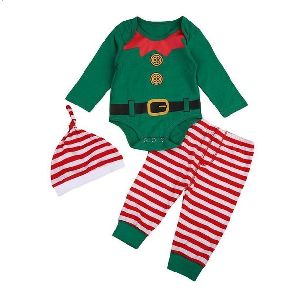 

girl's dresses my first christmas clothing newborn long sleeve romper striped print pants headband set christmas's baby gifts 1026, Red;yellow