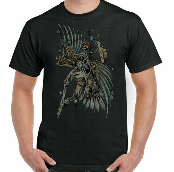 

guitar eagle skull tree mens funny guitarist t-shirt electric bass acoustic, White;black