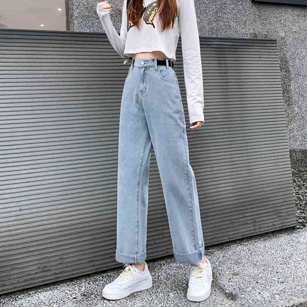 

women's jeans long-waisted jeans for women, thin, slimming, long legs, , student, straight mop zf4b, Blue