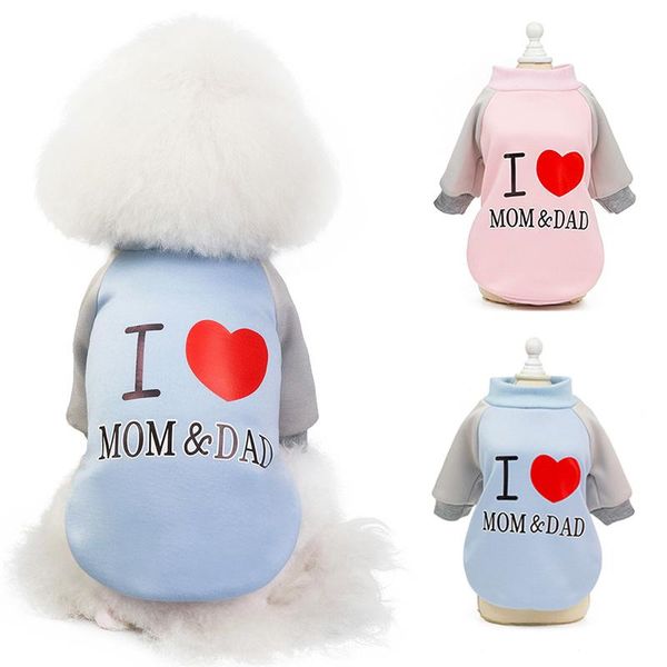 

dog apparel love mom dad pet hoodie jacket winter clothes for small dogs chihuahua shih tzu pullover puppy cat clothing products