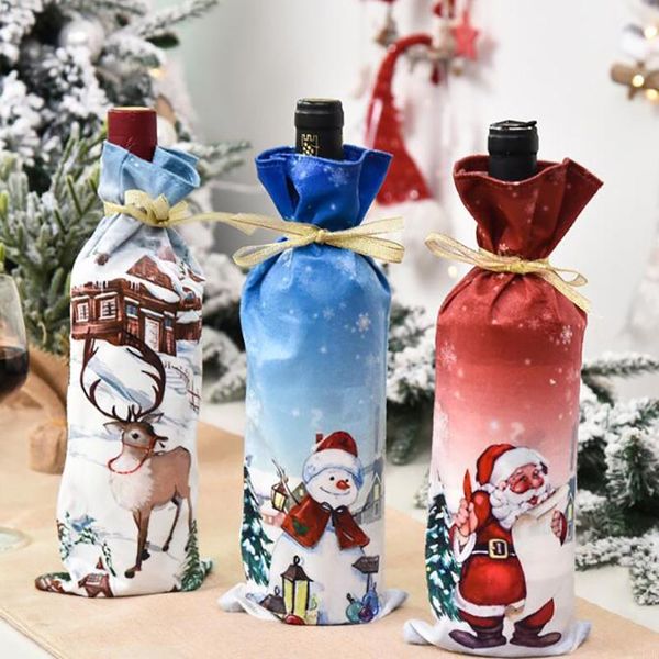 

christmas decorations wine bottle decoration bag 2021 old man doll cover santa claus