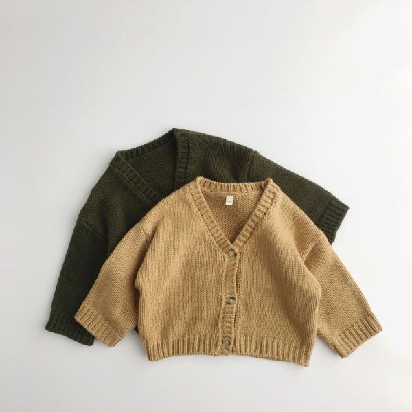 

pullover baby boys wool cardigan sweater 2021 fall solid color v neck toddler girls coats knitted kids winter outwear, Blue