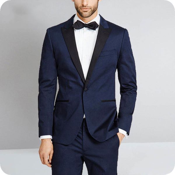

men's suits & blazers navy blue classic suit for wedding black peaked lapel vintage groom tuxedos slim fit terno masculino 2pieces, White;black