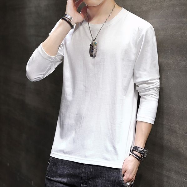 

gcr cotton long sleeve - t-fashion t-shirts) brand men's fashion autumn loose bottomed shirt men's printable, White;black