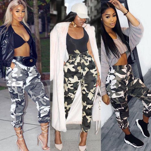 

women's pants & capris 2021 women camouflage casual black camo sweatpant fashion gray orange high waist loose ladies trousers, Black;white