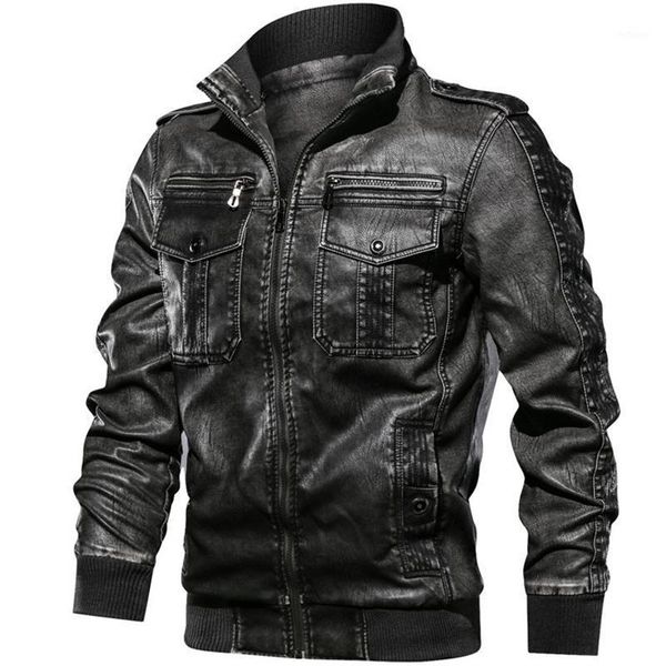 

men's jackets 2021 leather jacket motorcycle stand collar zipper pocket male american size pu coat locomotive rider imitation fa, Black;brown