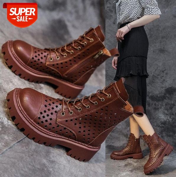 

martin boots thin female leather mesh sandals, breathable hollow short tide ins #rb9s