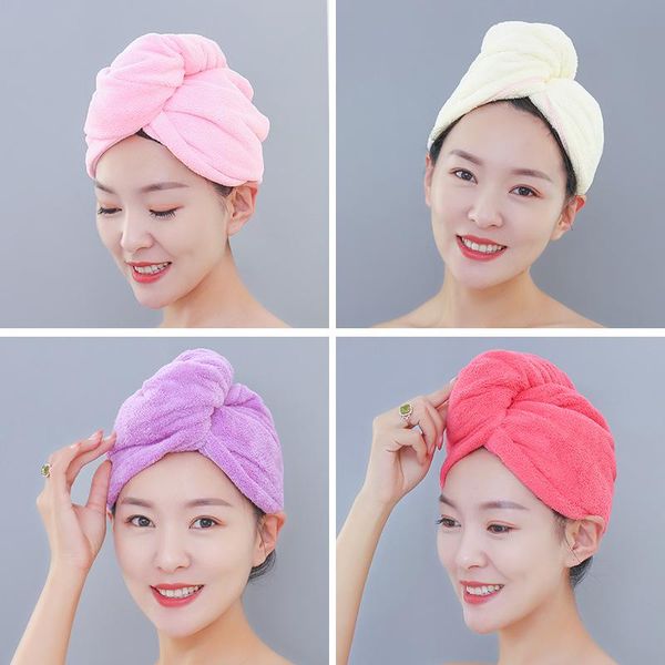 

towel high-density coral fleece shower cap ladies thickened absorbent dry hair microfiber beauty salon