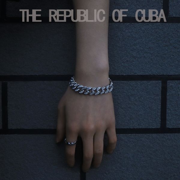 

cuba chain double row diamond fashion men's accessories hip hop bracelet, Black