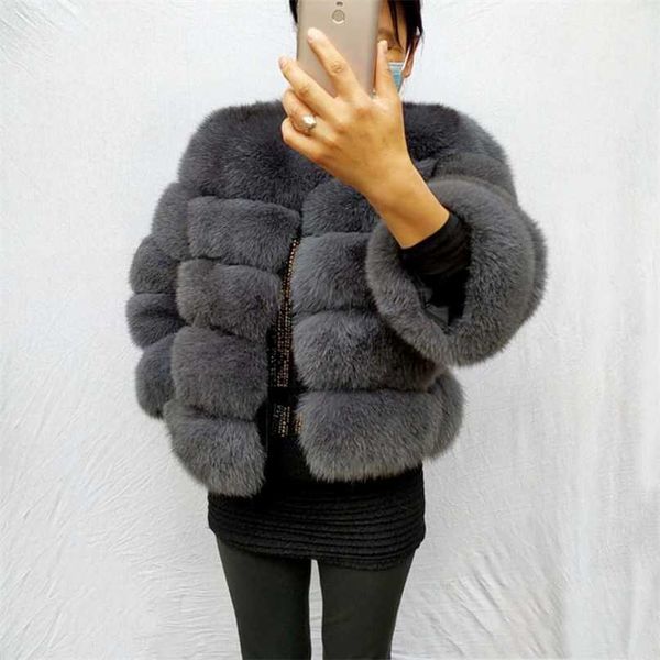 

real fur coat 100% natural winter women's jacket warm vest fashion luxurious 211018, Black