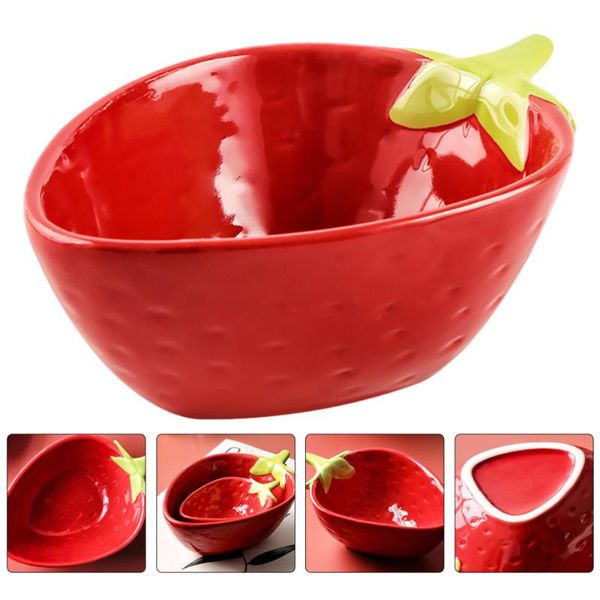 

bowls 1pc ceramic dish creative salad bowl container party tableware decor (red)
