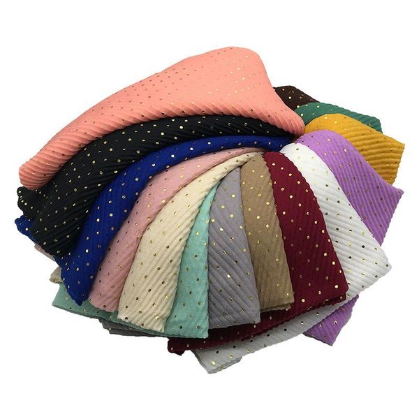 

scarves wrinkle shawls fashion gold dot shimmer scarf women muslim design pleated hijab 10pcs/lot, Blue;gray