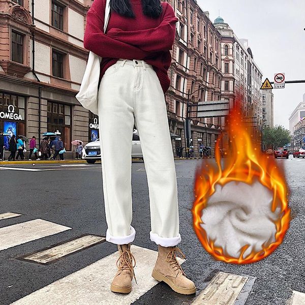 

women's jeans fashion ladies ankle-length denim pants washed loose wide leg cotton donna high waist straight casual slim fit trousers, Blue